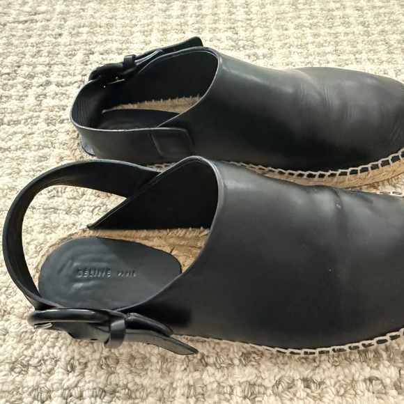 CELINE Black Leather Espadrilles with leather strap/buckle, Women Size 38 - Picture 7 of 9